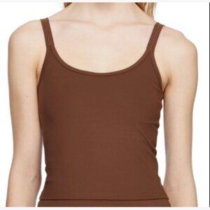 Girlfriend Collective Gemma Scoop Tank – Size XL – Cocoa Bean – Built-In Bra